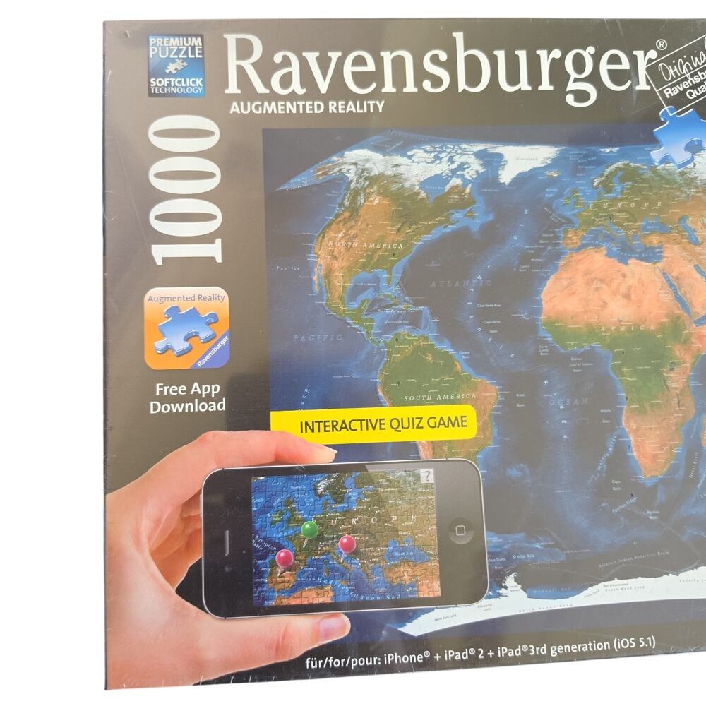 Ravensburger 1000 Piece Puzzle Augmented Reality World Map New Sealed